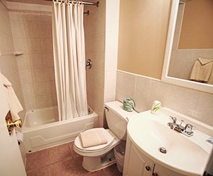Bathroom at Meadowbrook Motor Lodge in Jericho, NY